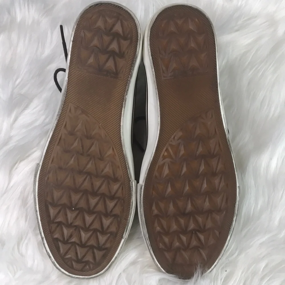 Sneakers Shoes Mid Top Size 9 Brown Canvas Hand Painted Embellished Bee Unique - Picture 3 of 8